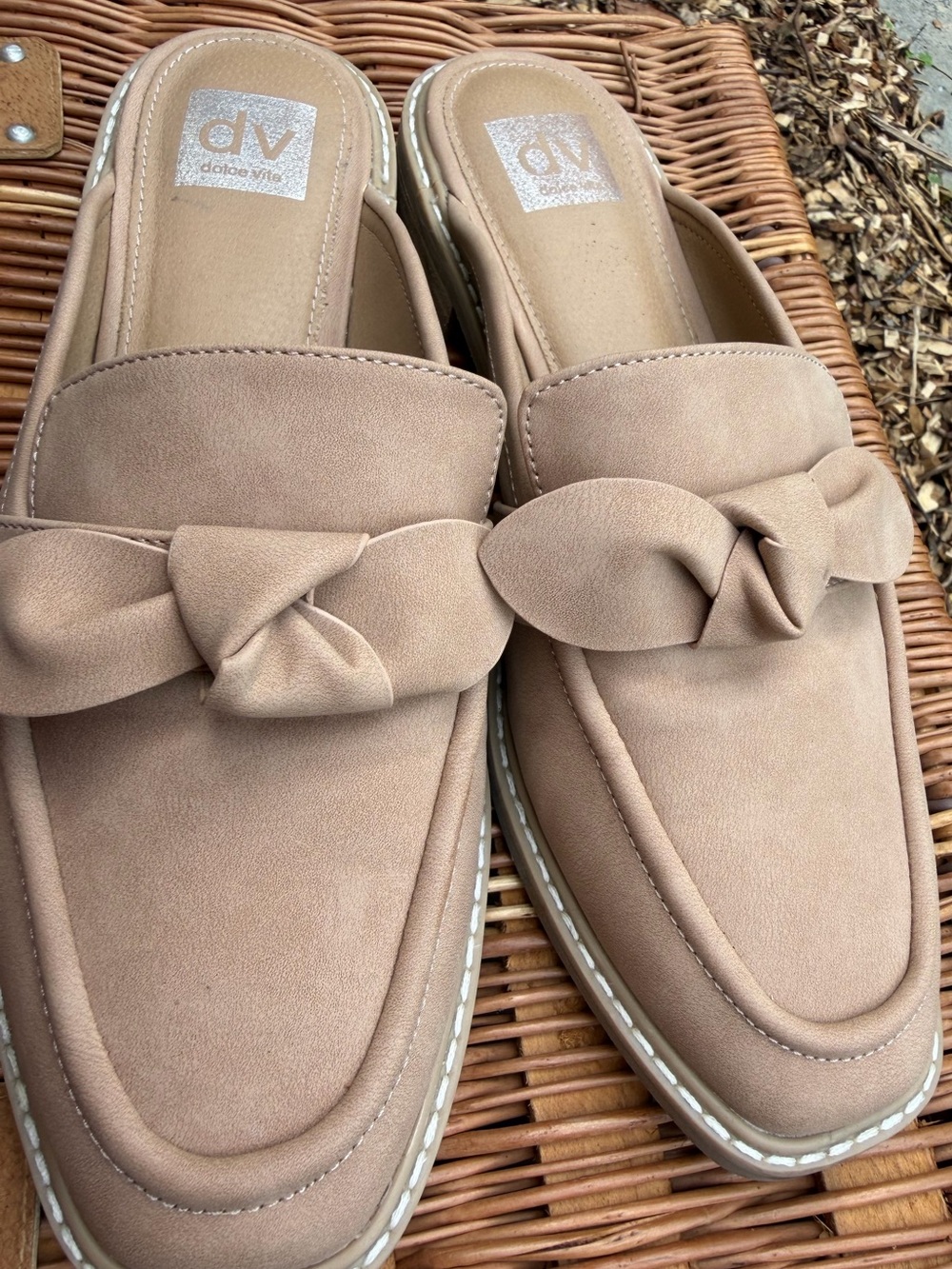 Dolce Vita DV Nude Bow-Detailed Slip-On Mules - Size 10